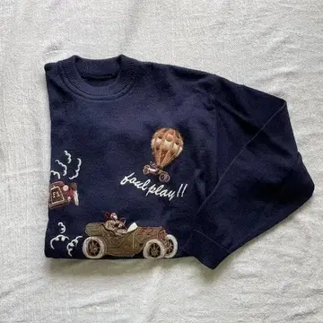 VINTAGE 니트 네이비 이탈리아제 와펜