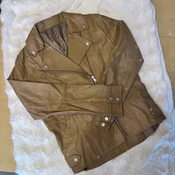 브라운 가죽 라이더 자켓