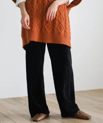 셀렉모카 허리밴딩 릴랙스 벨로아 와이드 팬츠 블랙