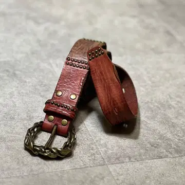 00s 호크 컴퍼니 잇댐 가죽 스터드 벨트 브라운 놋쇠 | 존재감 발군