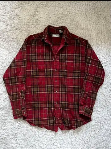 L.L Bean 플란넬 셔츠 체크 코튼 레드
