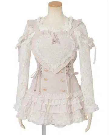 LIZLISA 하트 에이프런 점프스커트 셋업