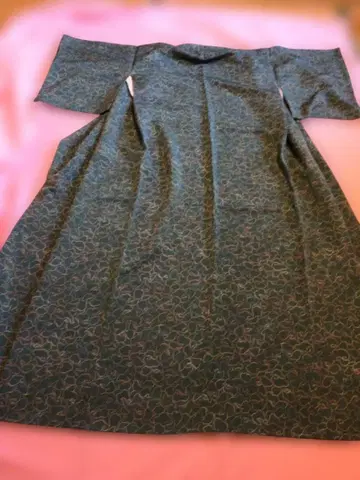 꽃무늬 코몬 기모노 청록색