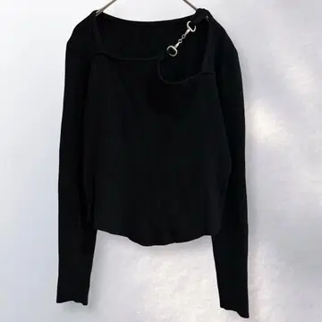 밈 셀렉 리브 니트 비대칭 금장 장식 스트랩 스타일리시 F [ c46