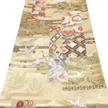 a962 순수 실크 육통 후쿠로 오비 금실 기모노