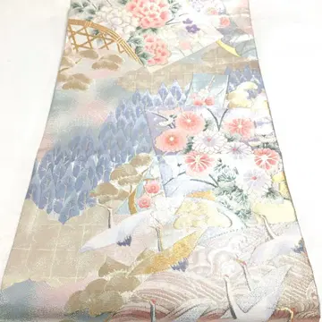 a963 순수 실크 육통 후쿠로 오비 금실 은실 기모노