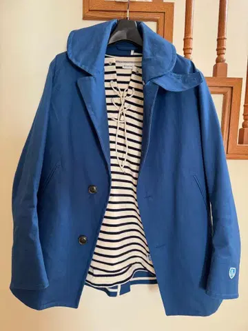 [ ORCIVAL ] 남성용 후드 부착 스텐카라 코트 & 보더 티셔츠