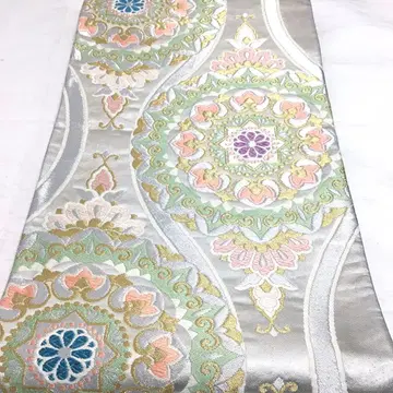 a964 순수 실크 육통 후쿠로 오비 화문 금실 은실 당직 기모노