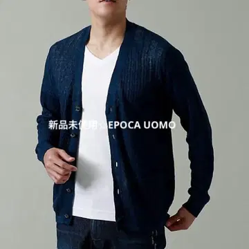 미사용 새상품 에포카 워모 케이블 린넨 가디건 M