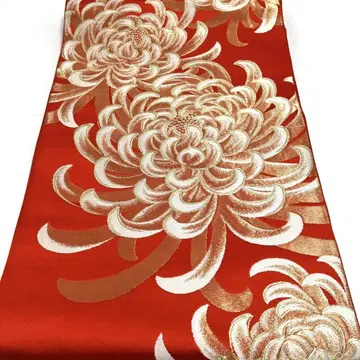 a968 순수 실크 육통 후쿠로 오비 금실 난국 기모노