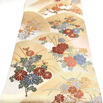 a969 순수 실크 롯츠 후쿠로 오비 금실 당라 직물 기모노