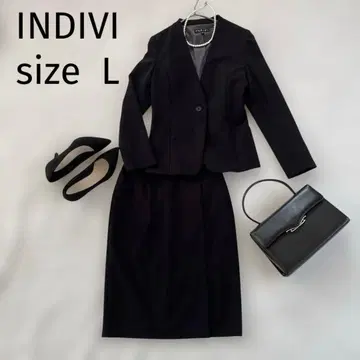 INDIVI 노카라 수트 스커트 수트 스트레치 워셔블 L