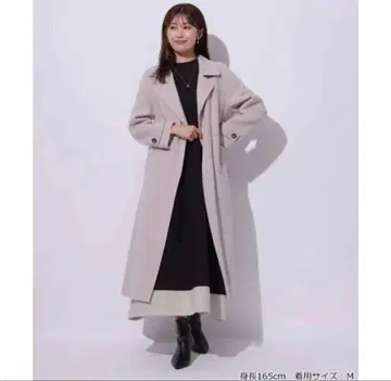 새상품 아푸와이저 리셰 백 플레어 스텐카라 코트 핑크 베이지