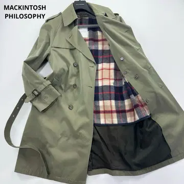 레어 매킨토시 트렌치코트 하우스 체크 라이너 타마무시색