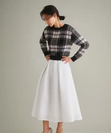 체크 니트 탑 그레이스 콘티넨탈 미사용 새상품 택 포함 S