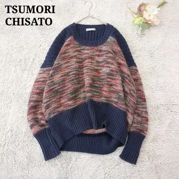 새상품급 츠모리치사토 울 모헤어 혼방 오버 사이즈 리브 니트 스웨터