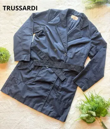트루사르디 트렌치코트 네이비 더블 브레스트 사이즈 42
