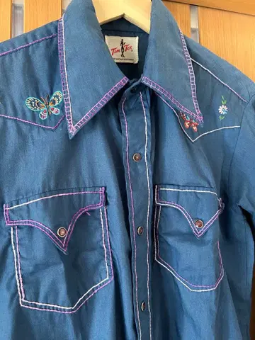 쇼와 레트로 자수 웨스턴 셔츠