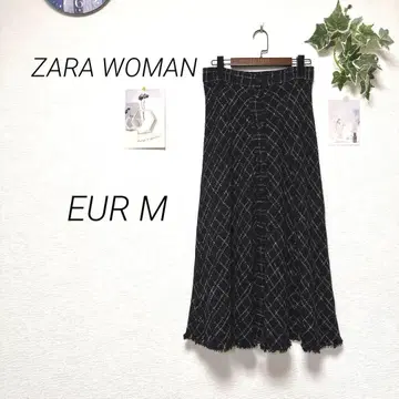 10719 ZARA WOMAN 자라 우먼 체크 무늬 롱 스커트