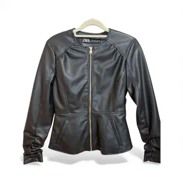 ZARA (자라) 페이크 레더 자켓 골드 지퍼 미사용품