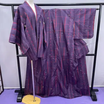 3768  앙상블 순수 실크 이중 기모노 보라색