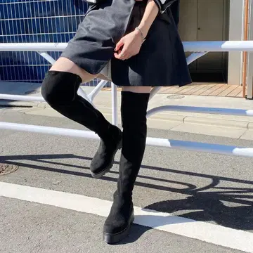 EVOL 니하이 부츠 스웨이드 블랙