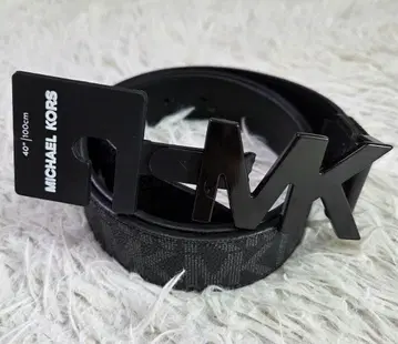 택 포함 미사용 마이클코어스 시그니처 패턴 가죽 벨트 100cm