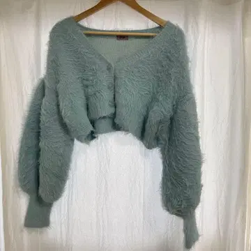 민트 그린 크롭 가디건