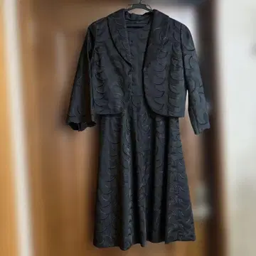 블랙 파도 무늬 자켓 드레스 세트