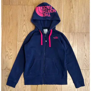 THE NORTH FACE 풀 집업 후드티 네이비 핑크 로고