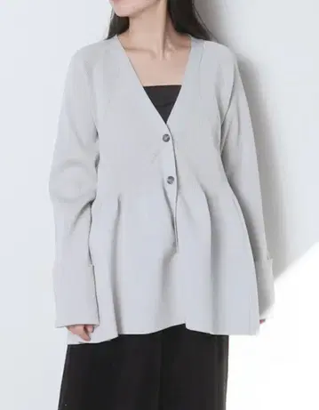 meri 미일리 페플럼 니트 가디건 라이트 그레이