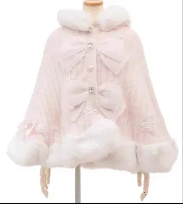 LIZLISA 리즈리사 더블 리본 니트 퍼 판초