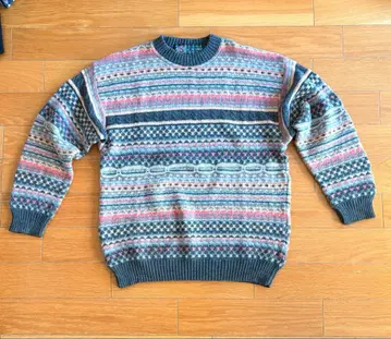 MC BRAWN 멀티 컬러 텍스처 스트라이프 니트 스웨터 (크롭 기장)