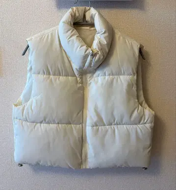 화이트 다운 베스트 높은 옷깃