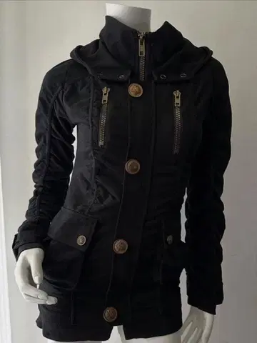 후드 부착 블랙 밀리터리 자켓 y2k