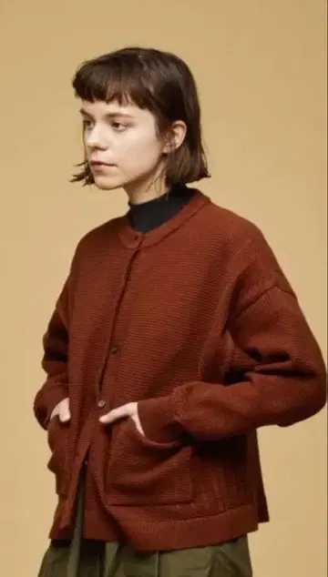 YASHIKI 오렌지 니트 가디건 hisetsu cardigan