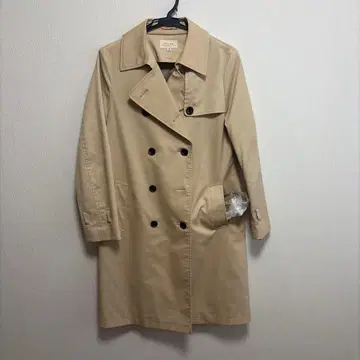 라임 베이지 더블 브레스트 롱 코트