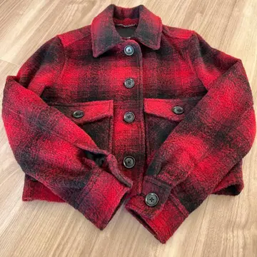 BANANA REPUBLIC 레드 블랙 체크 자켓 S