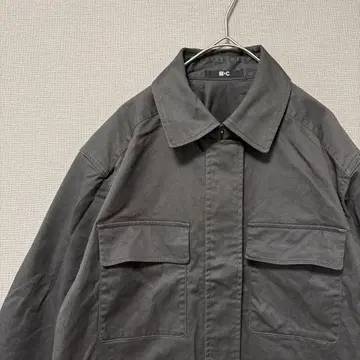 유니클로 코튼 블렌드 드로우 스트링 자켓 (L) 브라운 풀 집업