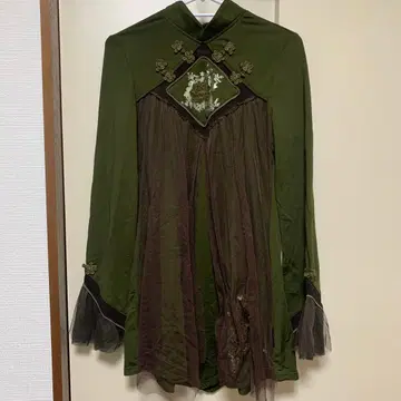 Ozz Oneste 중화풍 올리브 그린 긴팔 상의