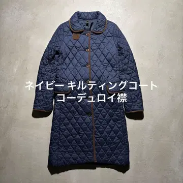 네이비 퀼팅 코트 코듀로이 옷깃 주식회사 크로셰