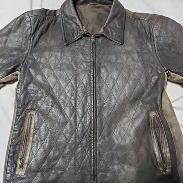 ESSEBI 다크 브라운 퀼팅 가죽 자켓