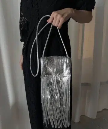 Ameri vintage 실버 프린지 파티 백