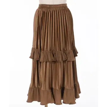 엑시즈팜 프릴 벨로아 스커트 카멜