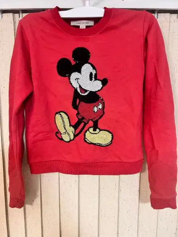 MARC JACOBS 미키 스팽글 자수 맨투맨 XS 레드