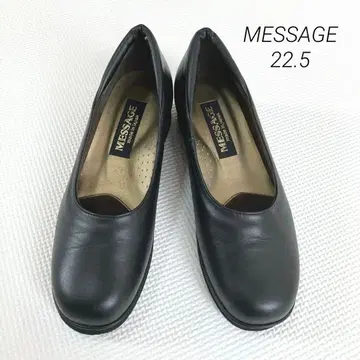 새상품급 MESSAGE 일본제 펌프스 22.5cm 블랙 플랫 통굽