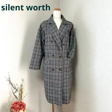 silent worth 글렌체크 패턴 롱 코트 L 오버 사이즈