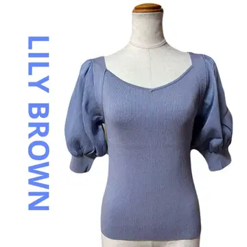 새상품 LILY BROWN 릴리 브라운 리브 니트 티셔츠 퍼플 F
