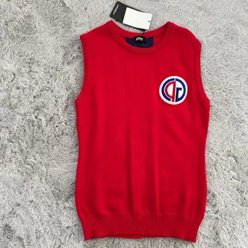 CPG 골프 니트 베스트 슬리브리스 레드 S