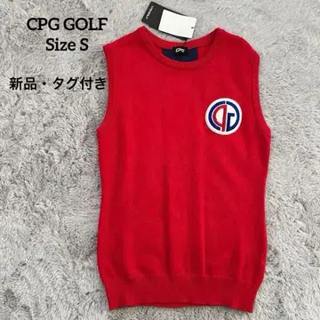 CPG 골프 니트 베스트 슬리브리스 레드 S